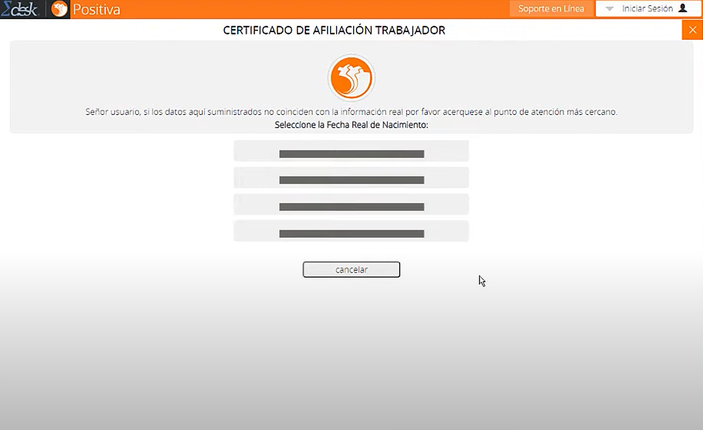 Ingreso de fecha de nacimiento