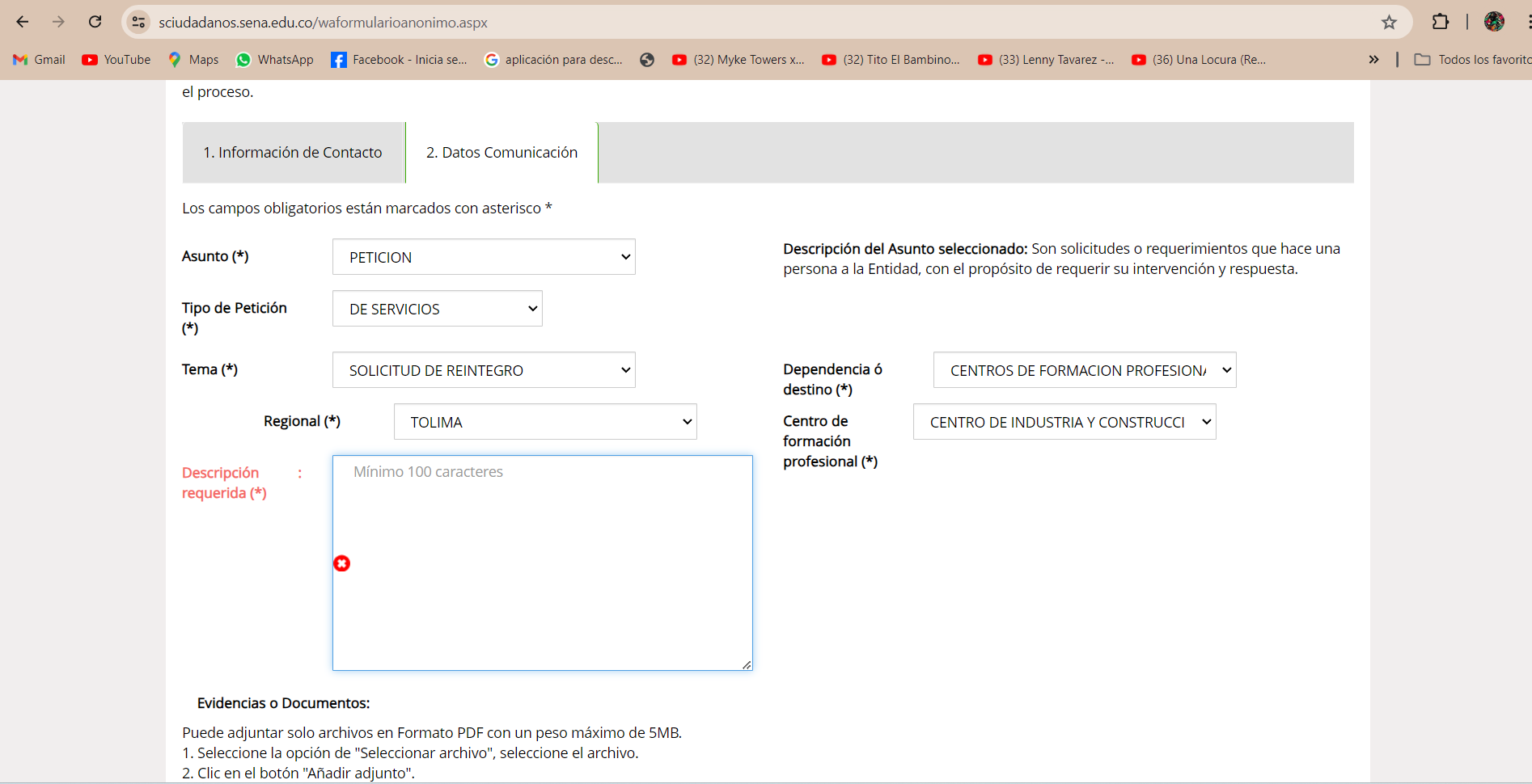 Completar información